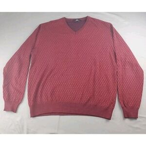 Montechiaro Sweater Mens Extra Large 54 Red Geometric Rhombus V Neck Designer